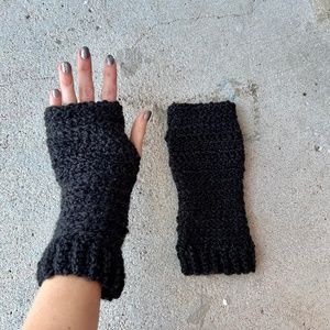 Handmade Long Black Fingerless Gloves